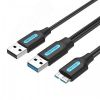 Кабель USB 3.0 AM на micro B, USB 2.0 AM, 1 м. Vention CQPBF