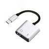 Адаптер-переходник USB 2.0 Type C на аудио CF Jack 3.5 мм, гибкий, черный-серебро Greenconnect GCR-51148