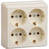 OKTAVA Розетка 4-местная с заземлением для открытой установки 16А РС24-3-ОК кремовый IEK