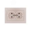 Розетка RAIN двойная с заземлением керамика жемчужно-белый перламутр Lezard 703-3030-127