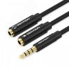 Переходник - разветвитель аудио Jack 3.5 мм M 4 pin на Jack 3.5 мм Fx2, 0.3 м. Vention BBCBY