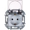 Розетка 2К+З IP 44 с откидной крышкой и шторками немецкий стандарт 16 А 250 В~ INSPIRIA алюминий Daccord/Legrand 673742