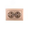 Мира Розетка двойная с заземлением керамика       светло-коричневый перламутр Lezard 701-3131-127