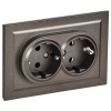 BRITE Розетка 2-местная с заземлением с защитными шторками 16А в сборе РСш12-3-БрТБ темная бронза IEK