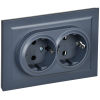 BRITE Розетка 2-местная с заземлением с защитными шторками 16А в сборе РСш12-3-БрМ маренго IEK