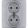 Розетка 2 x 2К+З немецкий стандарт 16 А 250 В~ INSPIRIA алюминий Daccord/Legrand 673752