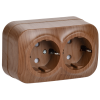 GLORY Розетка 2-местная для открытой установки с заземлением с защитными шторками 16А РСш22-3-ХД дуб IEK