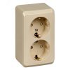 ЭТЮД Розетка двойная наружная с заземлением со шторками бежевая SE (Systeme) PA16-008K
