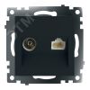 Розетка TV + компьютерная RJ-45 (механизм) серия Катрин черный STEKKER STEKKER GLS00-7106-05 49182