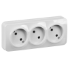 GLORY Розетка 3-местная для открытой установки без заземления без защитных шторок 10А РС23-2-ХБ белый IEK