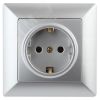 Розетка 2P+E Schuko, 16А-250В, СУ, Solo, алюминий, 4-202-03 ЭРА Б0043314