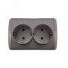 Клио розетка двухместная Клио, IP44, с/з, о/у, 16А, 220В, серый (еврослот) Универсал К2231-Gr
