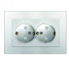 Розетка двухместная серия Афина с/з, с/у, з/ш 16А, 220В, серебро (еврослот) Универсал A0050-S