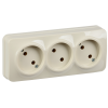 GLORY Розетка 3-местная для открытой установки без заземления без защитных шторок 10А РС23-2-ХК кремовый IEK
