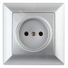 Розетка Intro Solo 4-201-03 без заземления 2P, 16А-250В, IP20, СУ, алюминий ЭРА Б0053643