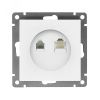 Розетка компьютерная+телефонная серия Афина, с/у, 1А, RJ45, RJ12, белая (еврослот) Универсал A0052
