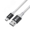 Кабель Micro USB, 0.5 м., AL белый-черный нейлон, быстрая зарядка Greenconnect GCR-53578