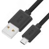 Кабель Micro USB, 1 м., черный нейлон, быстрая зарядка 3A Greenconnect GCR-54085