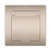Розетка одноместная с крышкой серия Афинас/з, с/у, 16А, 220В, шампань (еврослот) Универсал A0029-Br