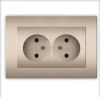 Розетка двухместная серия Афина б/з, с/у, 16А, 220В, шампань (еврослот) Универсал A0102-Br