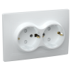 KVARTA Розетка 2-местная с заземлением с защитными шторками 16А кер. РСш12-3-КБ белый IEK