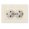 Розетка двухместная серия Афина с/з, с/у, 16А, 220В, слоновая кость (ivory) (еврослот) Универсал A0128-I