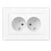 Розетка двухместная серия Афина б/з, с/у, з/ш, 16А, 220В, белая (еврослот) Универсал A0048