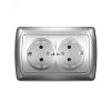 Маргарита розетка двухместная  с/з, с/у, 16А, 220В, серебро (еврослот) Универсал М0128-S