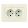 Розетка двухместная серия Афина б/з, с/у, 16А, 220В, слоновая кость (ivory) (еврослот) Универсал A0102-I