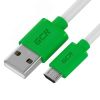 Кабель Micro USB, 0.3 м., белый-зеленый, быстрая зарядка Greenconnect GCR-53281