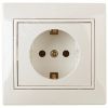 Розетка Intro Plano 1-206-02 с заземлением 2P+E Schuko со шторками, 16А-250В, IP20, СУ, слоновая кость ЭРА Б0053924