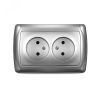 Маргарита розетка двухместная  б/з, с/у, 16А, 220В, серебро (еврослот) Универсал М0102-S