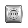 Маргарита розетка одноместная  с/з, с/у, 16А, 220В, серебро (еврослот) Универсал М0028-S