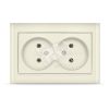 Розетка Бриллиант двойная без заземления с защитной шторкой слоновая кость Универсал 7948745
