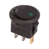 Выключатель клавишный круглый 12V 16А (3с) ON-OFF черный с зеленой подсветкой REXANT 36-2583