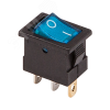 Выключатель клавишный 12V 15А (3с) ON-OFF синий с подсветкой Mini REXANT 36-2171