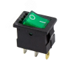 Выключатель клавишный 12V 15А (3с) ON-OFF зеленый с подсветкой Mini REXANT 36-2173