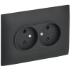 SKANDY Розетка 2-местная без заземления с защитными шторками 10А в сборе SK-R09G графит IEK