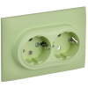 SKANDY Розетка 2-местная с заземлением без защитных шторок 16А в сборе SK-R08G мятный IEK