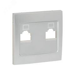 Валенсия лицевая панель розетки RJ-45 2-местная сталь EKF ESK02-L-035-30