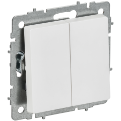 BRITE Выключатель 2-клавишный проходной 10А ВС10-2-6-БрАБ арктический белый IEK