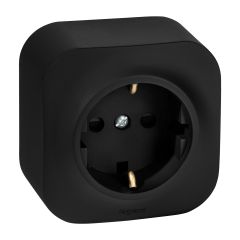 QUTEO Розетка 1-местная для открытой установки с заземлением с защитными шторками 16Ачёрный матовый