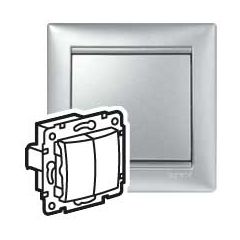 VALENA DIY Выключатель 2-клавишный схема 5 10А безвинтовое крепление алюминий