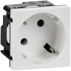Розетка 45град с заземляющим контактом без защитной шторки и винтовым зажимом (2 модуля) белая