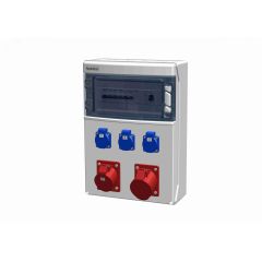 Устройство распределительное 00 3хSHUKO16А250В 1хСЕЕ16А5п 1хСЕЕ32А5п с защитой, вход УЗО, 310x436x148, настенное, пластик, IP44 AlpenBox 0090053