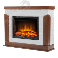 Портал для камина Prestigio 30 из камня белый кирпич и шпон дуб Firelight Prestigio 30 WO