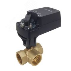 Кран шаровый трехходовой DN40, резьба G1-1/2 с электроприводом 8Нм, 220В, управление открыто/закрыто Techno HK340-08DF/230V