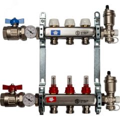 Коллектор из нержавеющей стали в сборе с расходомерами 3 вых. STOUT SMS 0907 000003