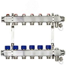 Коллекторная группа SSM-6R set 6 контуров 1' x 3/4' с термостатическими клапанами и кронштейнами Ридан 088U0976R