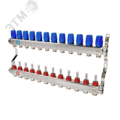Коллекторная группа с расходомерами 1' х 12 выходов 3/4' НР евроконус MVI MS.512.06